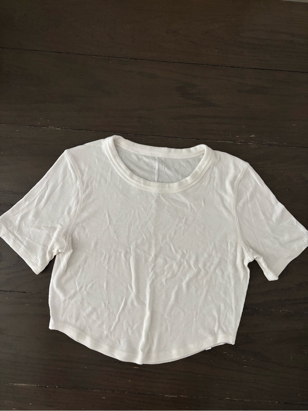 Lululemon Simple White Ribbed Crop Top